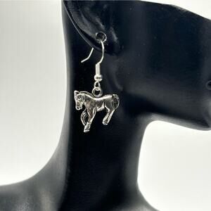 Silver Saddle & Horse Earrings